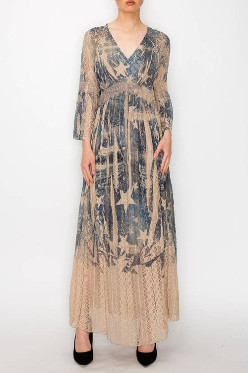 Origami Apparel ~  Lace and Crochet inspired - OLS-4658 TP/2DENIM