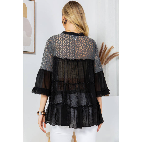 Young Threads - Boho Chic Jhabla Top with Georgette and Lace