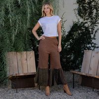 Young Threads - Preorder: Bell Bottom Boho Pants in Crochet Sweater Fusion
