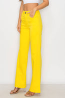 Denim Zone U.S.A. - LVB-200 YELLOW HIGH WAISTED STRETCHY WIDE LEGS JEANS