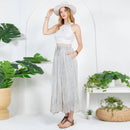 Young Threads - Women Patchwork Embroidered Maxi Skirt With Side Pockets: CHARCOAL TRIM / REGULAR (S-M-L-XL 1-2-2-1)