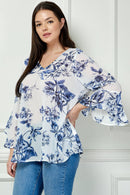 Winslow Collection - PLUS SIZE RUFFLE SLEEVE V-NECK SWING TOP