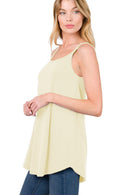 Blue Spaghetti Strap V Neck Flowy Tunic Cami Top