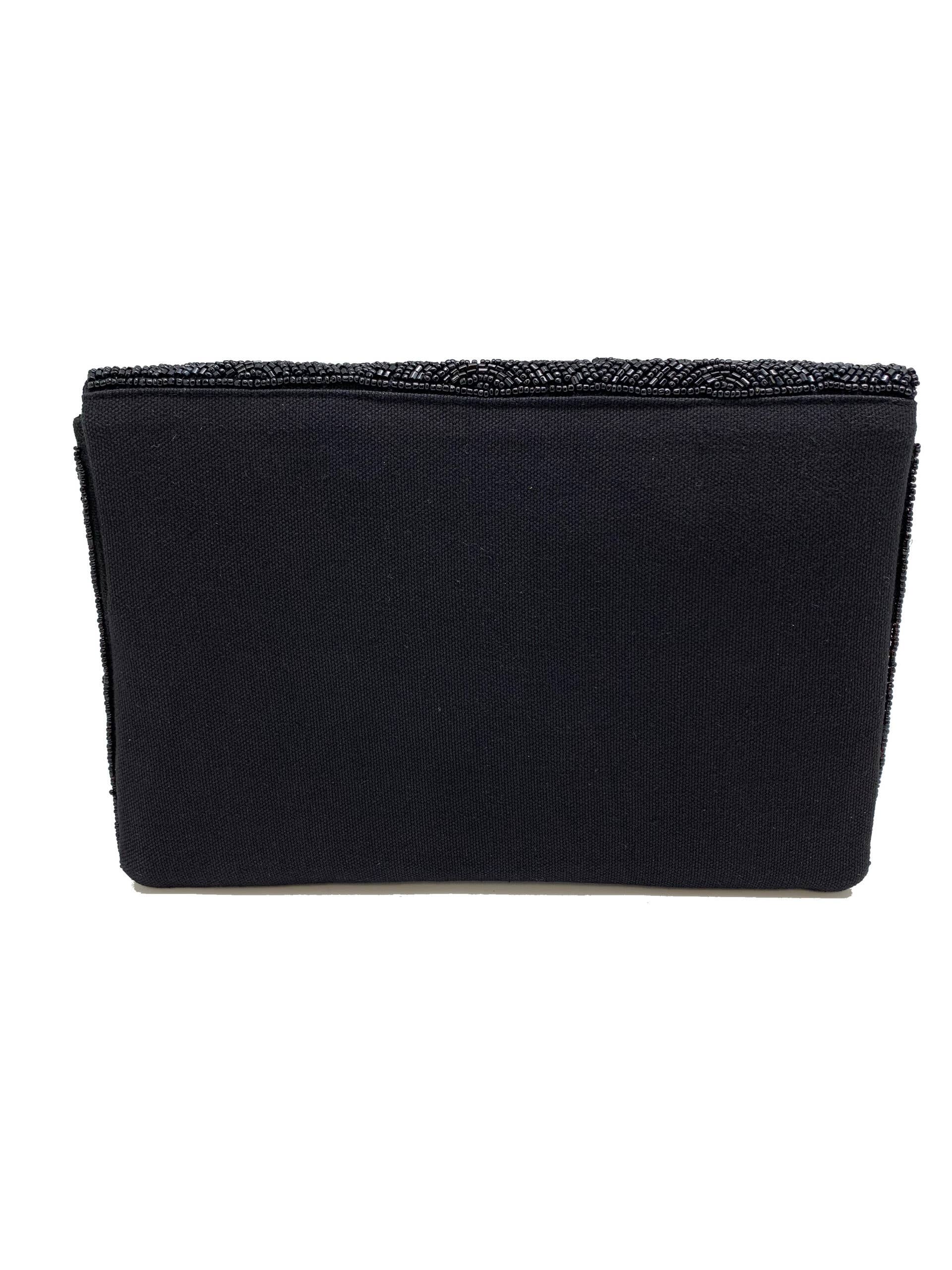 Ole - Scalloped Black Beaded Clutch LAC-SS-412-BLACK