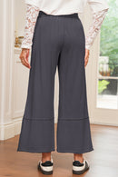 Pink Flower Patch Mineral Washed Cropped Wide Leg Pants