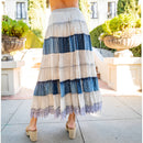 Young Threads - Women Long Tiered Western Skirt, Lined With Two Pockets