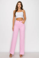 Denim Zone U.S.A. - LVB-200 LIGHT PINK HIGH WAISTED STRETCHY WIDE LEGS JEANS