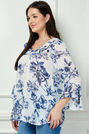 Winslow Collection - PLUS SIZE RUFFLE SLEEVE V-NECK SWING TOP