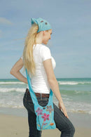 Earth Divas - Embroidered Floral Crossbody Passport Bag