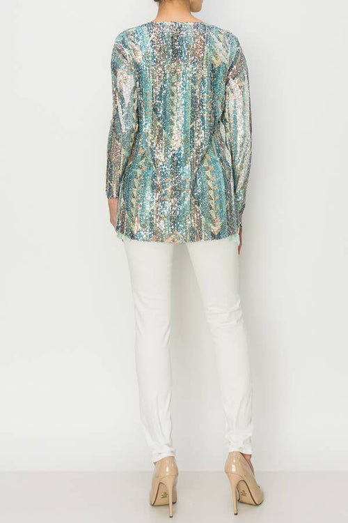 Origami Apparel ~  Lace and Crochet inspired - OLS-4637 SIL-TURQ