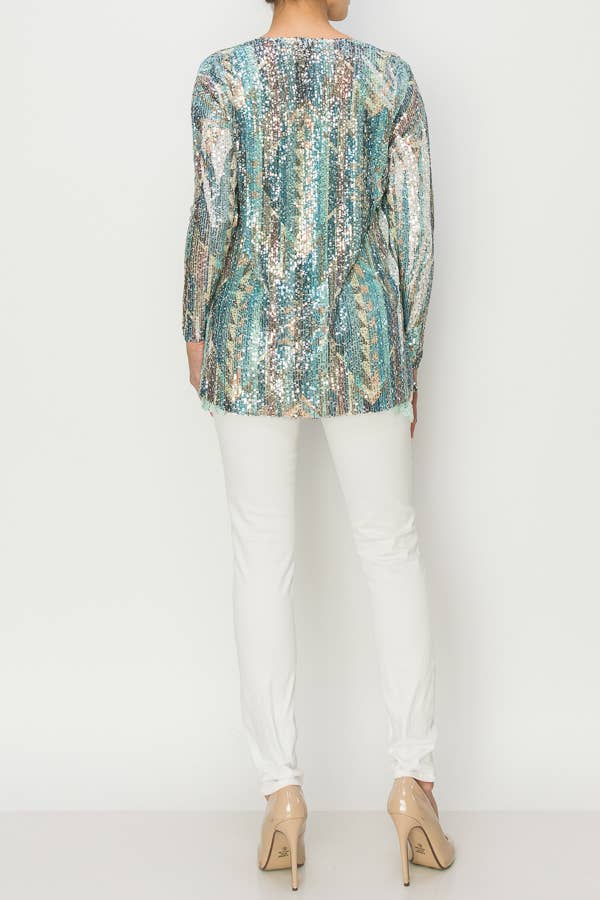 Origami Apparel ~  Lace and Crochet inspired - OLS-4637 SIL-TURQ