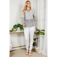 YOUNG THREADS - French Bohemian Peplum Top - Symphony Of Schiffli Embroidery