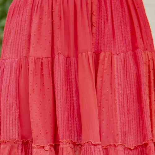 Young Threads - Western Women Mini Skirt - Multi Jacquard Pink Fabrics