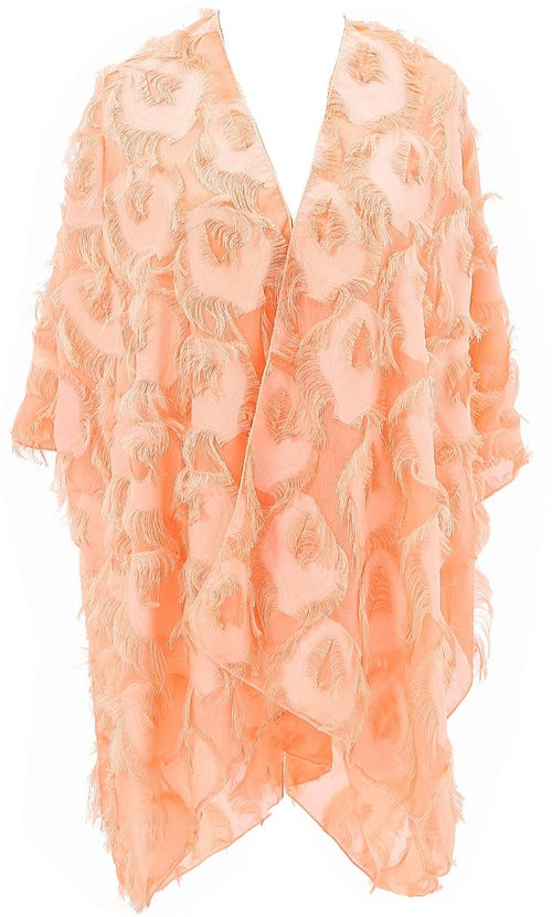 JC Sunny Fashion - 11 Colors-Fringe Feather Detailed Lightweight Eyelash Kimono