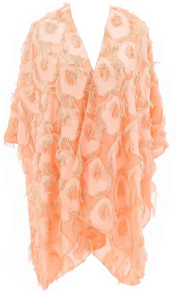 JC Sunny Fashion - 11 Colors-Fringe Feather Detailed Lightweight Eyelash Kimono