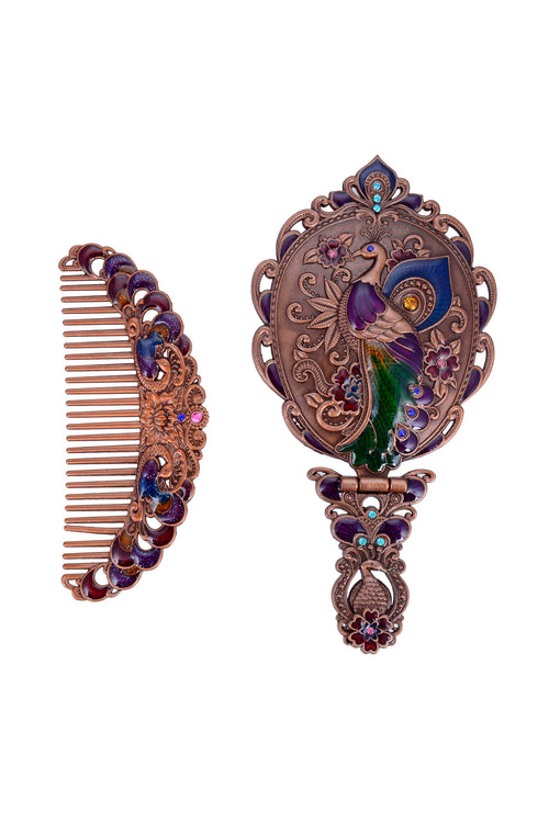 Ole - Medium Size Peacock Metal Mirror Set M0391