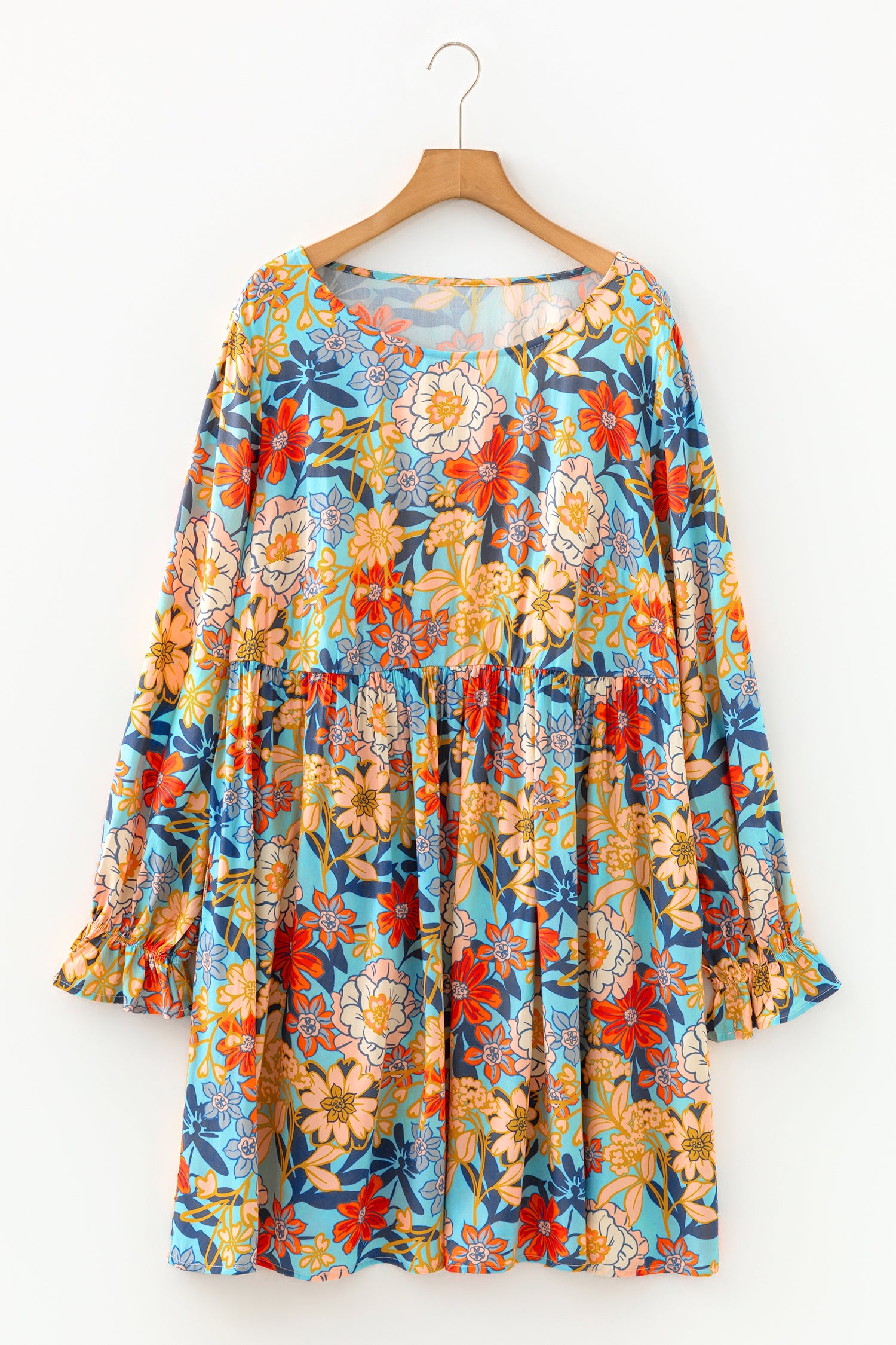 long sleeve flowy plus size dress Shop Plus Size A-line Long Sleeves Elastic Band Chiffon Wedding Guest Dress main image 1