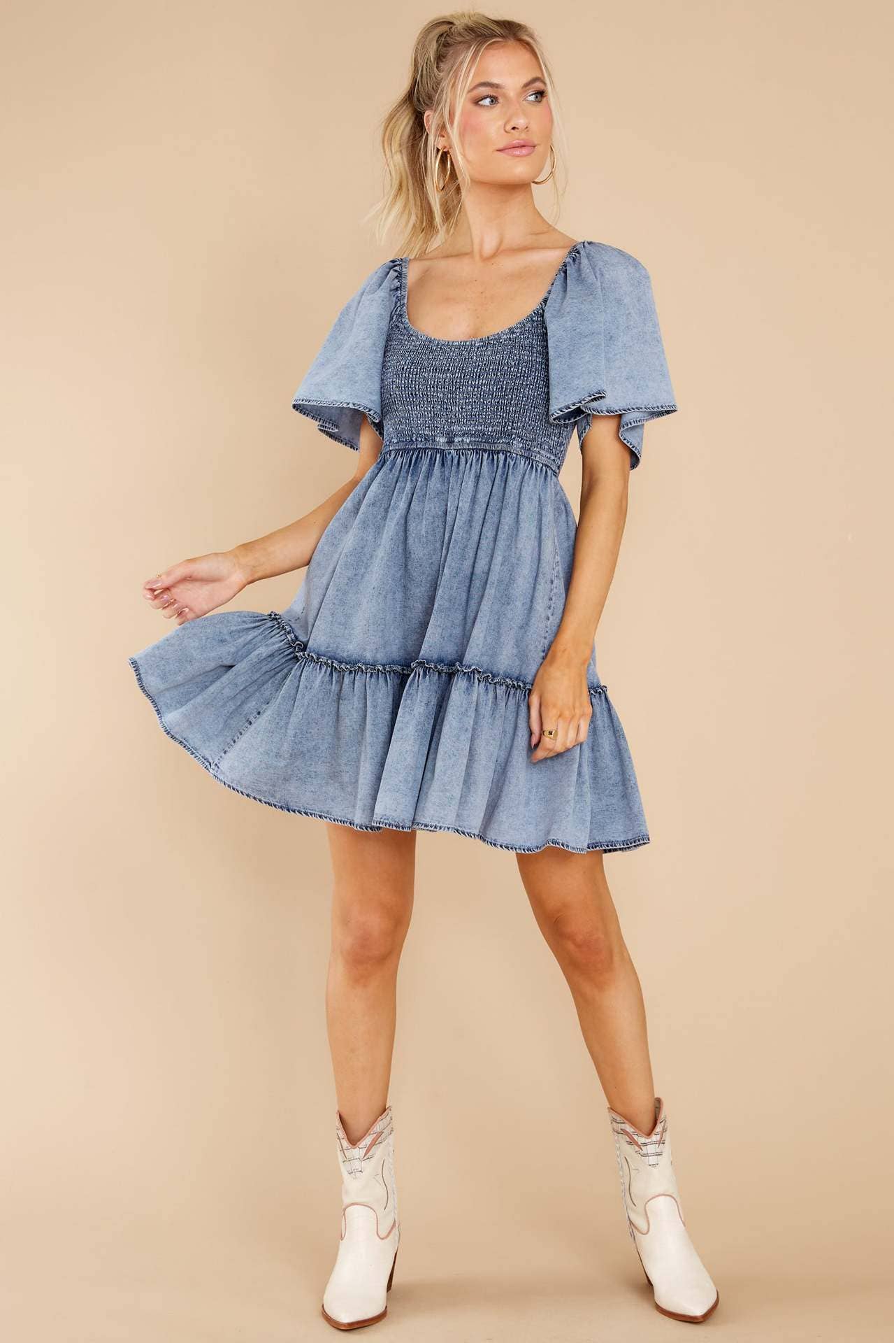 Hope & Sunshine - Denim Short Sleeve Tunic Dress