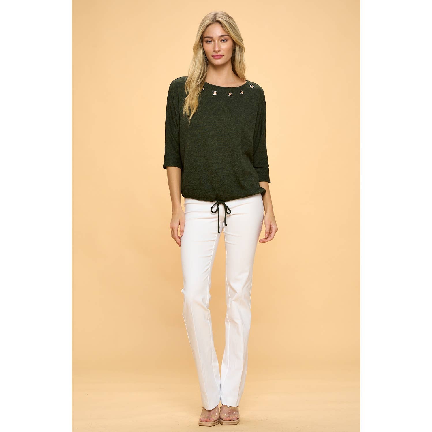 Perseption - ELBOW SLEEVE GROMMET NECK TUNNEL HEM DOLMAN SWEATERS