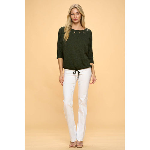 Perseption - ELBOW SLEEVE GROMMET NECK TUNNEL HEM DOLMAN SWEATERS