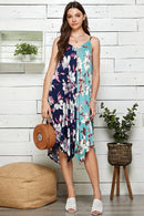 Shopin LA - SPD7002 - WOMEN FLORAL COLOR BLOCK SLEEVELESS DRESS