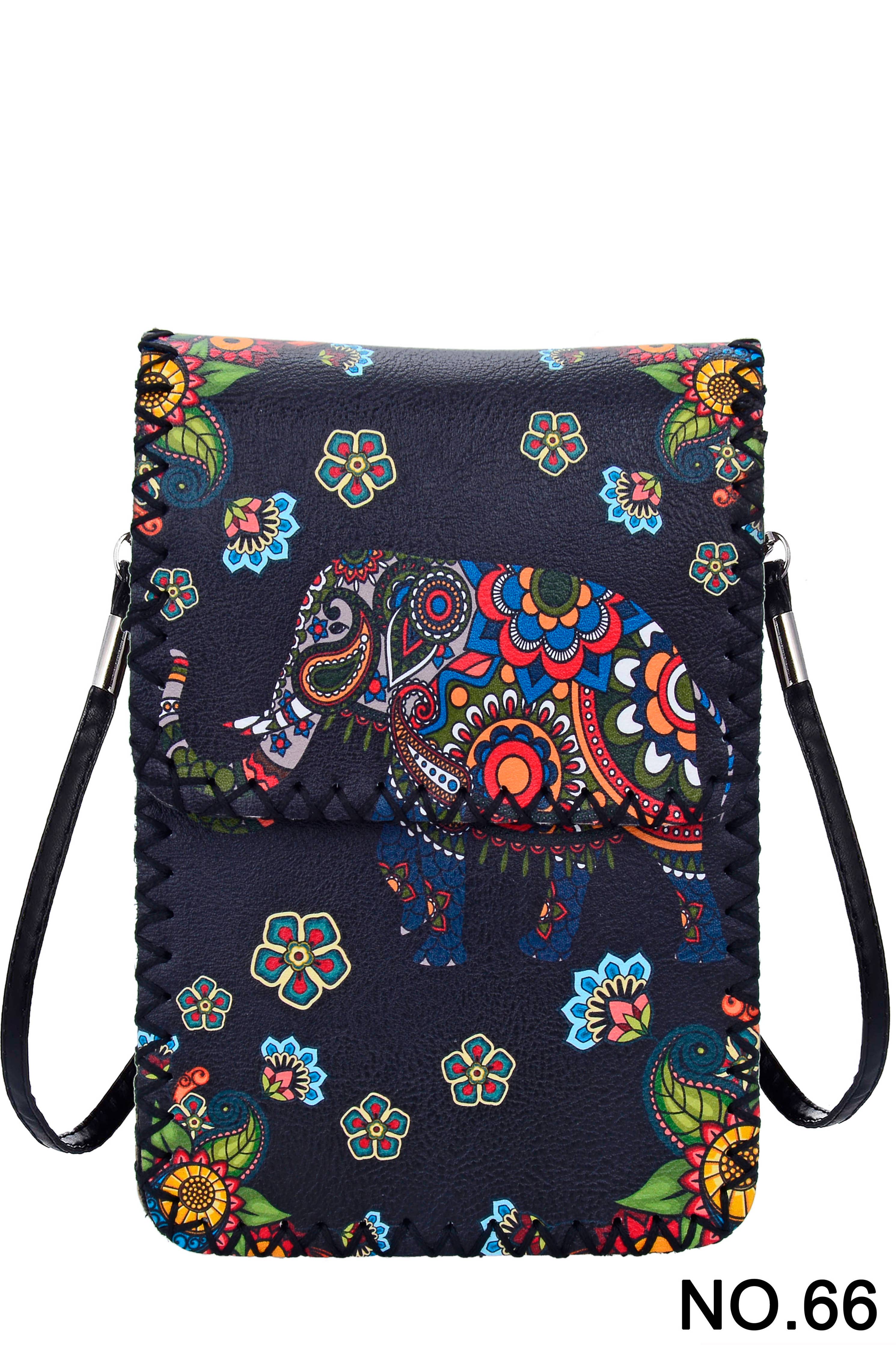 Ole - Floral Elephant Printed Crossbody HB0580 - NO.66 BK
