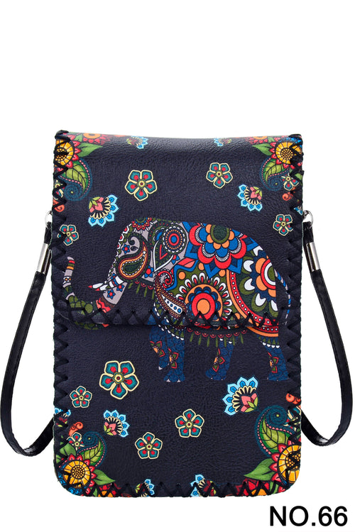 Ole - Floral Elephant Printed Crossbody HB0580 - NO.66 BK
