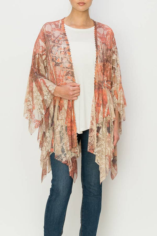 Origami Apparel ~  Lace and Crochet inspired - OLS-4618BG SAVANNAH Cardigan