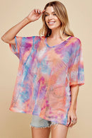 Shopin LA - SPT5118  WOMEN TIE DYE OVERSIZED MESH FISHNET TOP