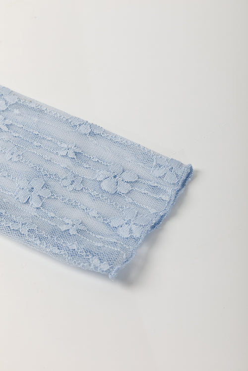 Black Sheer Floral Lace Long Sleeve Slim Fit Top