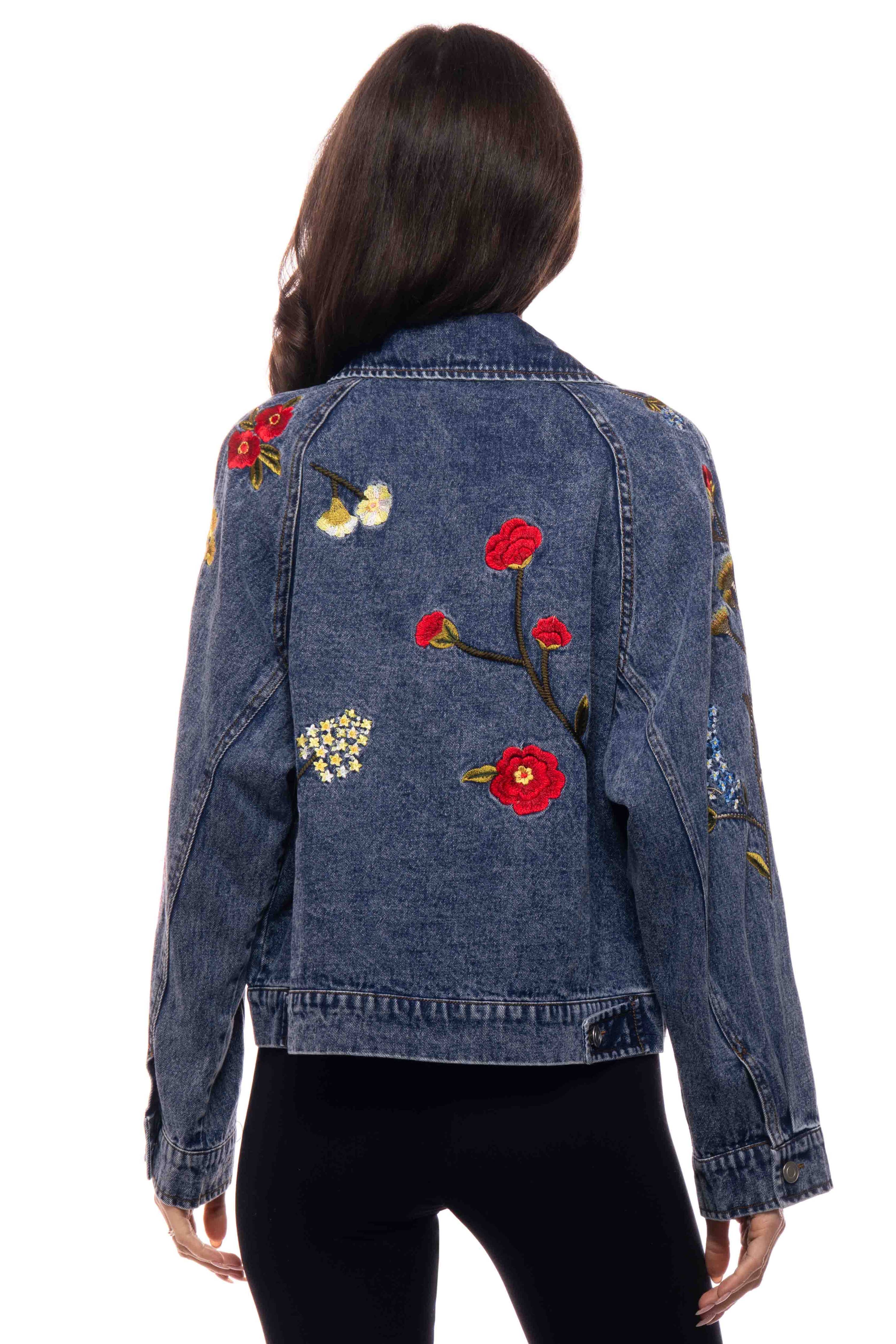 Adore - 2603 Embroidered Floral Denim Jacket