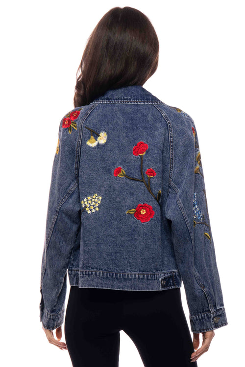 Adore - 2603 Embroidered Floral Denim Jacket