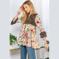 Young Threads - 3/4 Ruffle Sleeves Western Blouse Top (New Color)