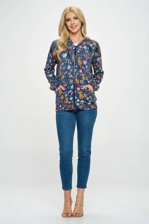 LA Soul - Floral Cat Zipper Hoodie