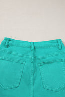 Pink Casual Raw Hem Mid Rise Denim Shorts