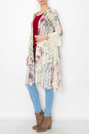 Origami Apparel ~  Lace and Crochet inspired - Boho Inspired Lace Duster With Bell Sleeves - U052 BIG ROSE