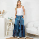 Young Threads - Boho chic Tiered Patch Inserted Denim &Knit Pants(New Color)