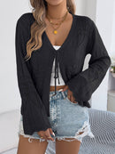 Hope & Sunshine - Tie Front Bell Sleeve Knit Cardigan