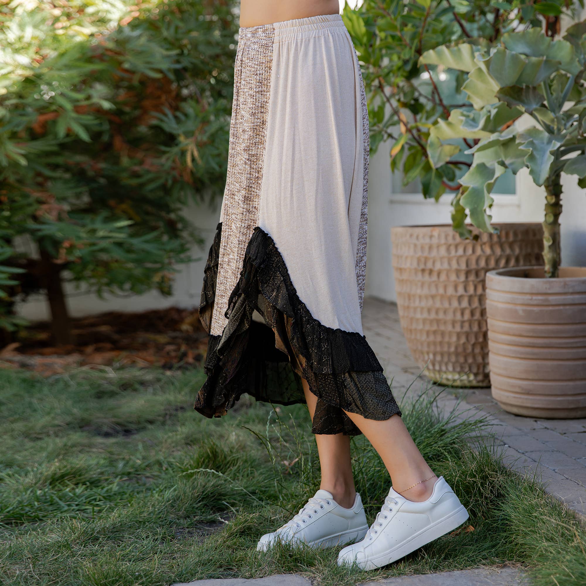 Young Threads - Bohoemian Mid-Length Skirt with Rayon Print (New Color) SK23162