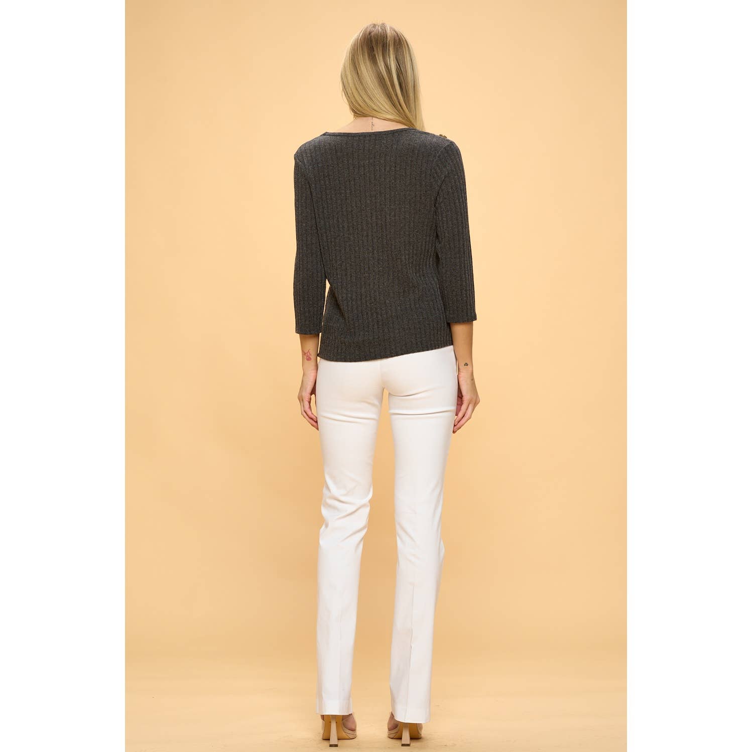 Perseption - SCOOP NECK BUTTON SHOULDER SWEATER