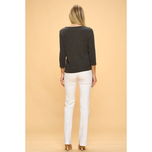 Perseption - SCOOP NECK BUTTON SHOULDER SWEATER