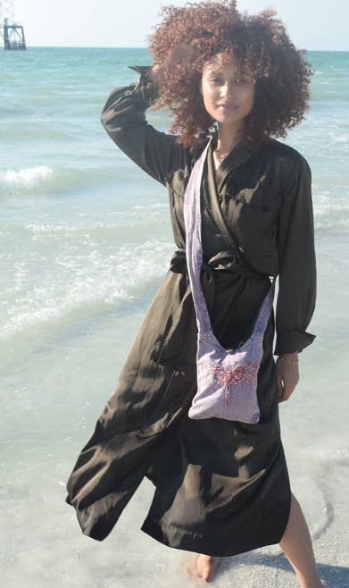 Earth Divas - Stonewashed Cotton Boho Hippie Crossbody Shoulder Bag Purse