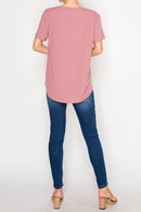 Origami Apparel ~  Lace and Crochet inspired - Ultra-Soft Short Sleeve Tee - OLS-4867DUSTY ROSE