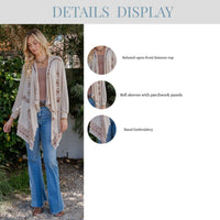 Young Threads - Artisan Plush Knit Kimono Shrug with Handcrafted Embroidery