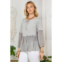 YOUNG THREADS - French Bohemian Peplum Top - Symphony Of Schiffli Embroidery