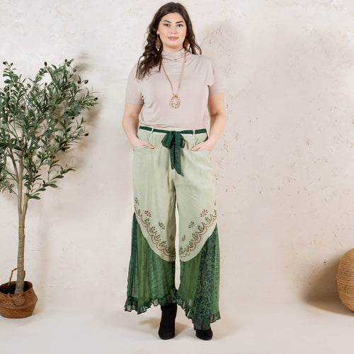 Young Threads - Boho Overdyed Rayon Bellbottom Pants : Gravel / PLUS (XL-1X-2X-3X 1-2-2-1)