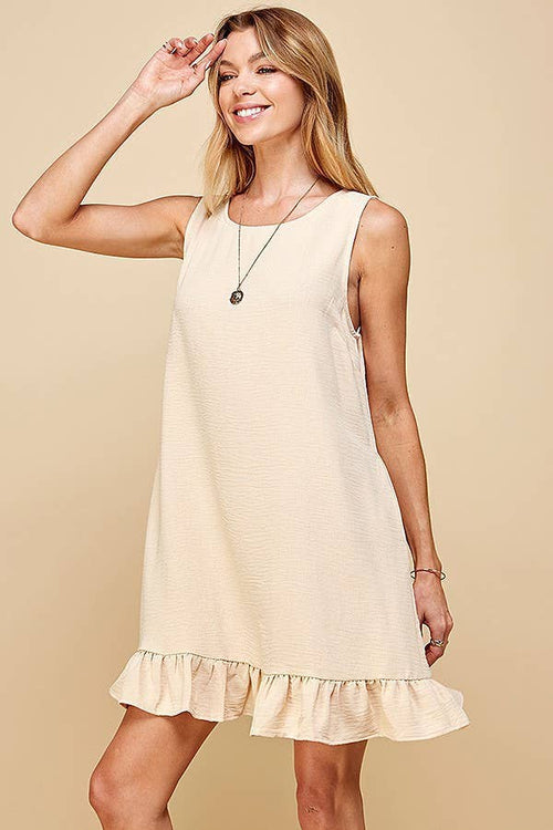 Shopin LA - SD21010-25038. WOMEN SOLID SLEEVELESS RUFFLED MIDI DRESS