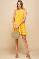 Shopin LA - SD21010-25038 - WOMEN SOLID SLEEVELESS RUFFLED MIDI DRESS