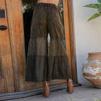 Young Threads - Boho chic Tiered Patch Inserted Denim &Knit Pants(New Color)