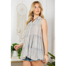 Young Threads - Sleeveless Jhabla Top Embroideried Stonewashed